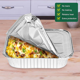 Freezer-safe Alfolic aluminum pans pictured for frozen meals.