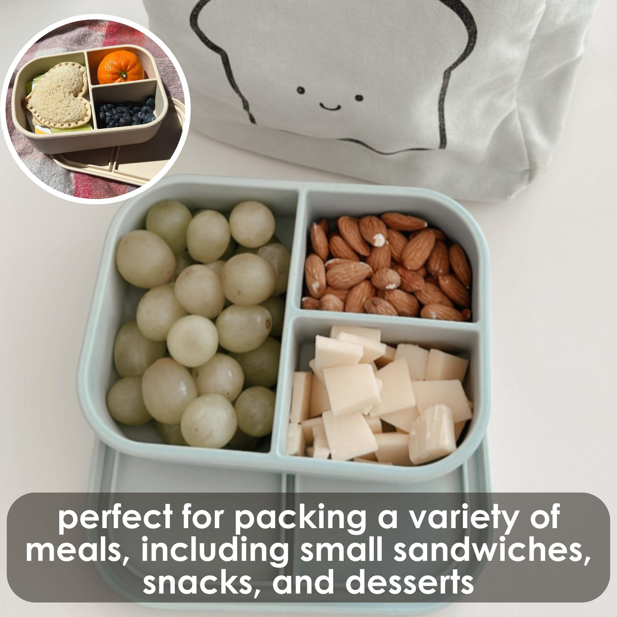 Ali+Oli blue bento box BPA-free and phthalate-free for safe use