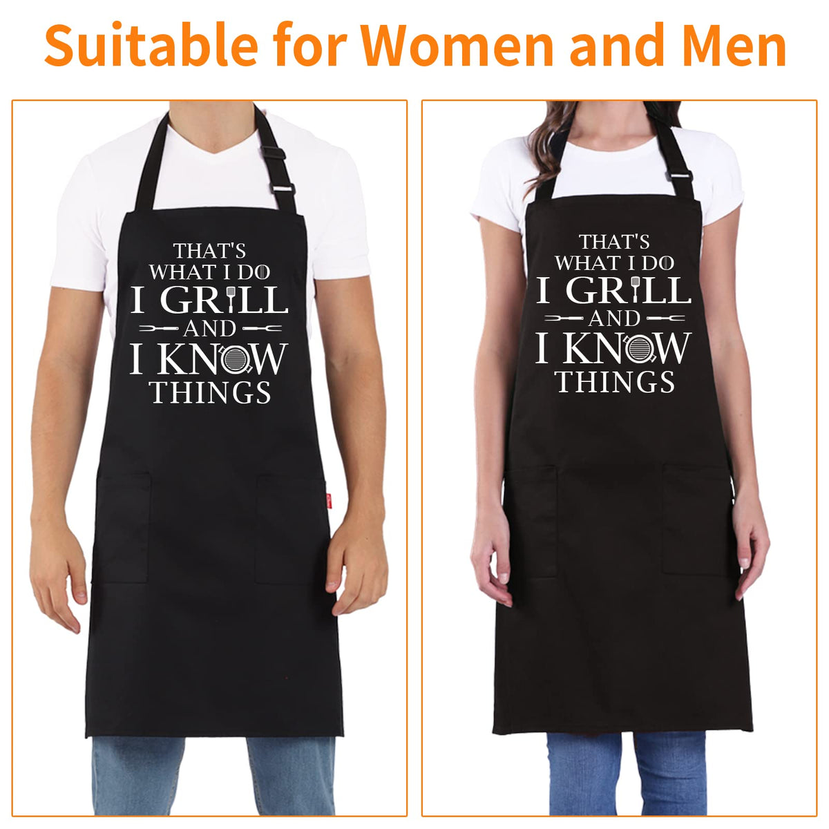 ALIPOBO funny grilling apron two pockets keeping thermometer and notes handy