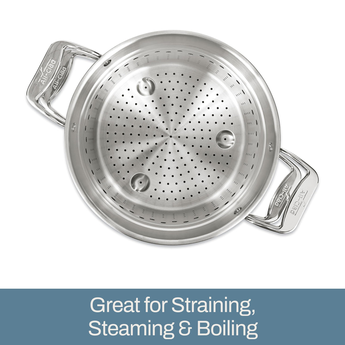All-Clad 8-qt multipot sturdy-handles image shows comfortable grip with oven mitts