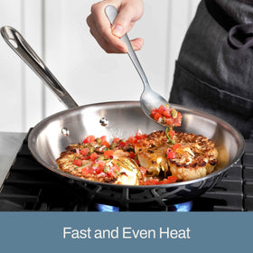 All-Clad D3 3-quart sauté pan with lid for searing and deglazing.