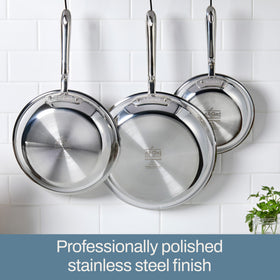 All-Clad D3 flared edge enables drip-free pouring.