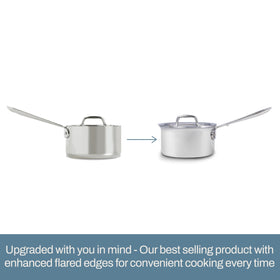 All-Clad D3 encourages careful hand washing to preserve the finish and performance.