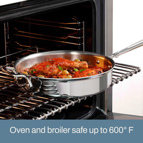 All-Clad D3 Tri-Ply double-riveted handles provide secure grip during busy cooking.