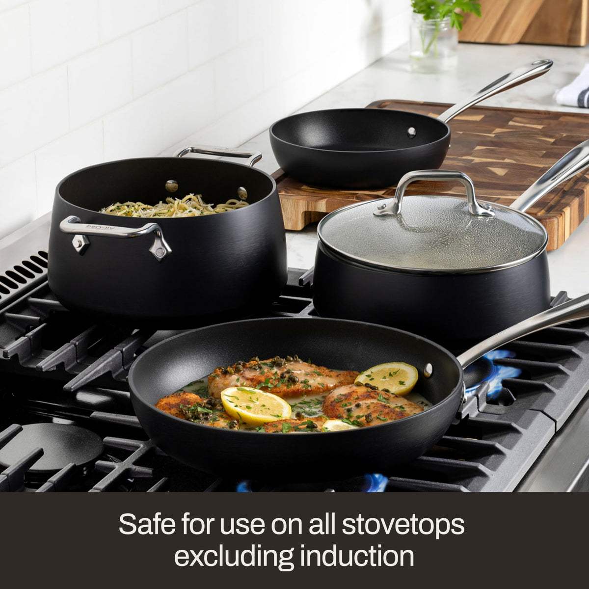 All-Clad HA1 nonstick surface for effortless food release and quick cleanup.