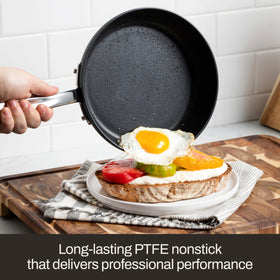 All-Clad HA1 grill pan showing raised ridges for searing marks and fat release.