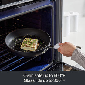 Dishwasher-safe All-Clad HA1 Expert saucepan ready for quick cleanup.