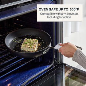 All-Clad HA1 fry pan is dishwasher safe for quick cleanup.