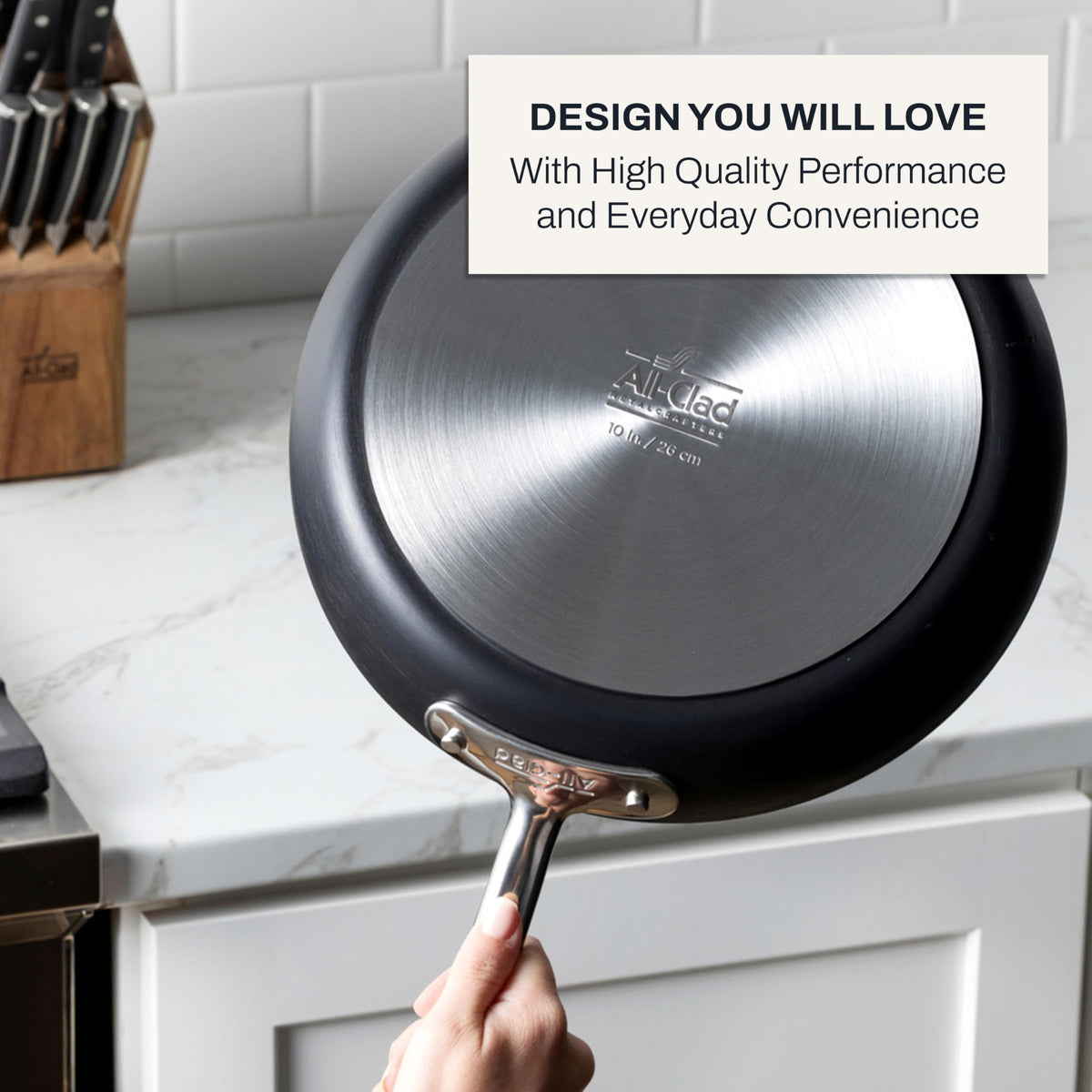 All-Clad HA1 fry pan nonstick coating detail for easy release.