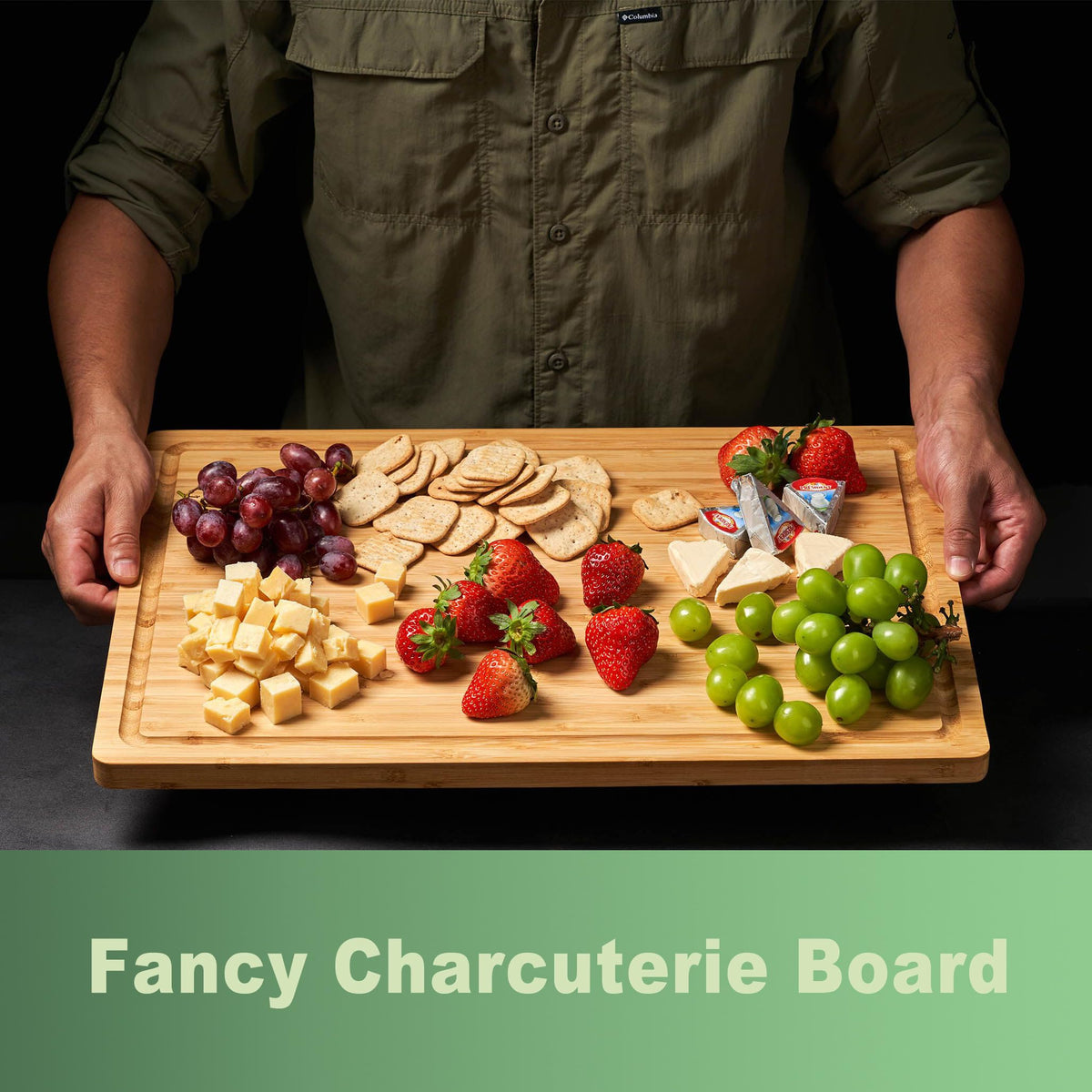 Allsum bamboo cutting board reversible design for versatile use.