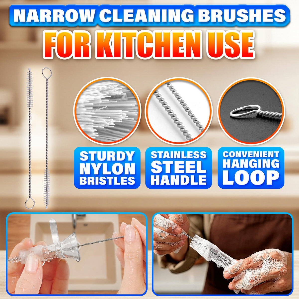 ALPENKOK two cleaning brushes included for hard-to-reach spots