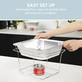 Alpha Living chafing dish wire rack assembly provides sturdy support for pans.