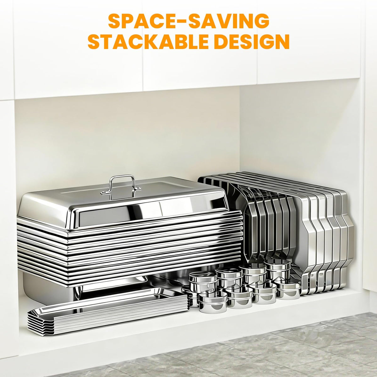 ALSO GO mirror-polish finish adds elegant buffet presentation.