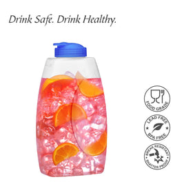 Amazing Abby Fitly 64oz pitcher features filtered pour to guard contents.