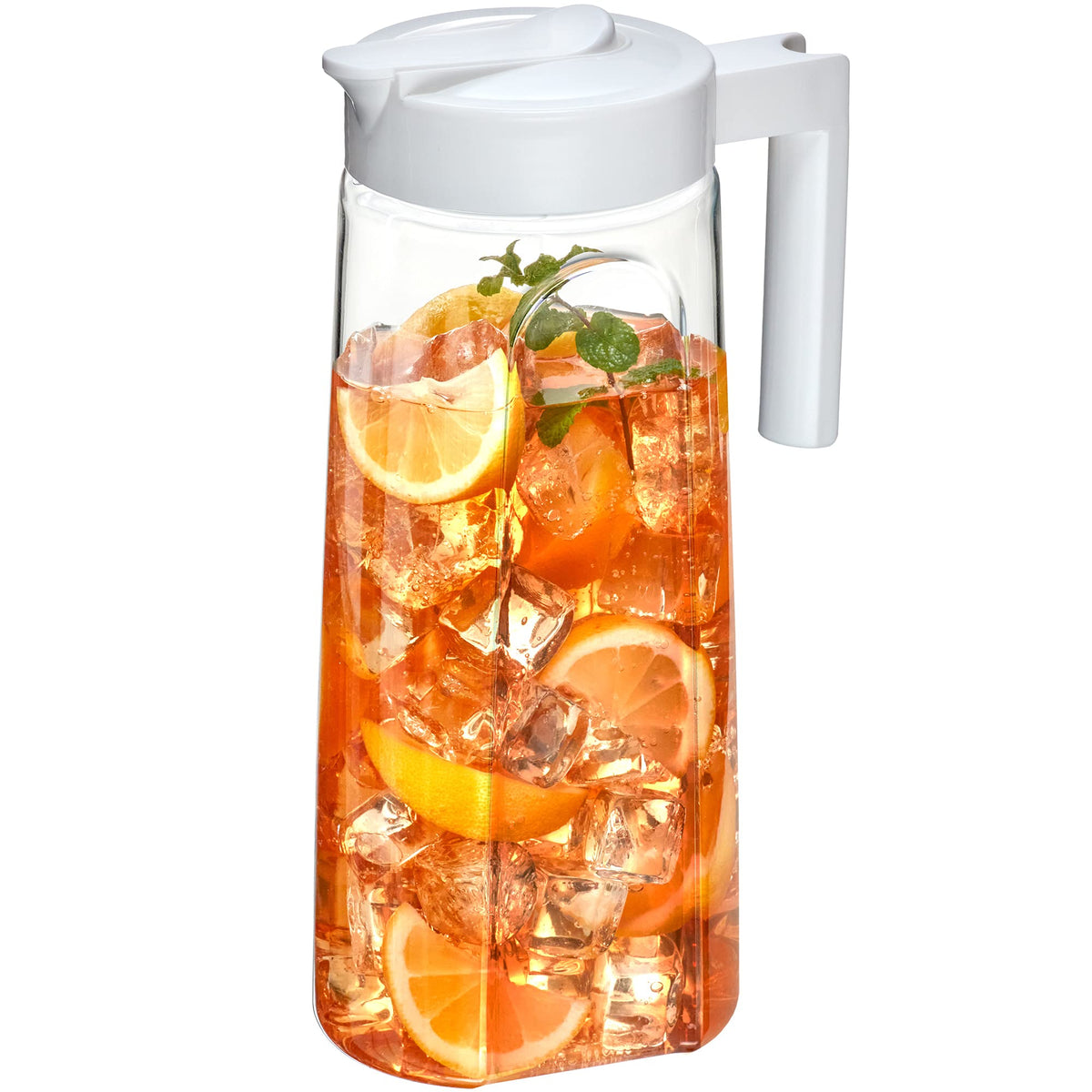 Amazing Abby Slim Tritan Pitcher with open lid and wide pour for easy filling.