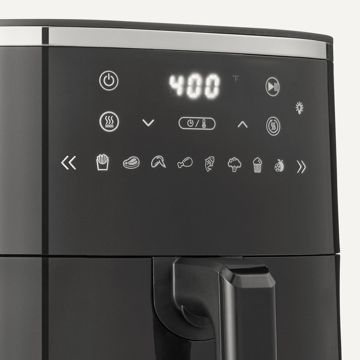 Amazon Basics air fryer 360-degree hot air circulation for crispy exteriors and tender interiors.