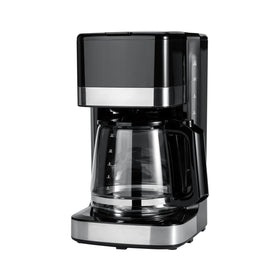 Amazon Basics 12-cup coffee maker with glass carafe ready for everyday brewing.
