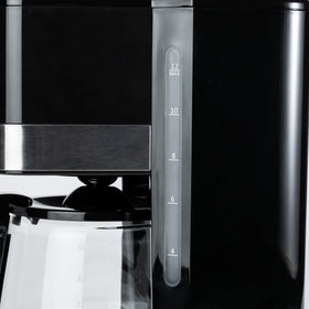 Amazon Basics compact coffee maker design fits modern kitchens.