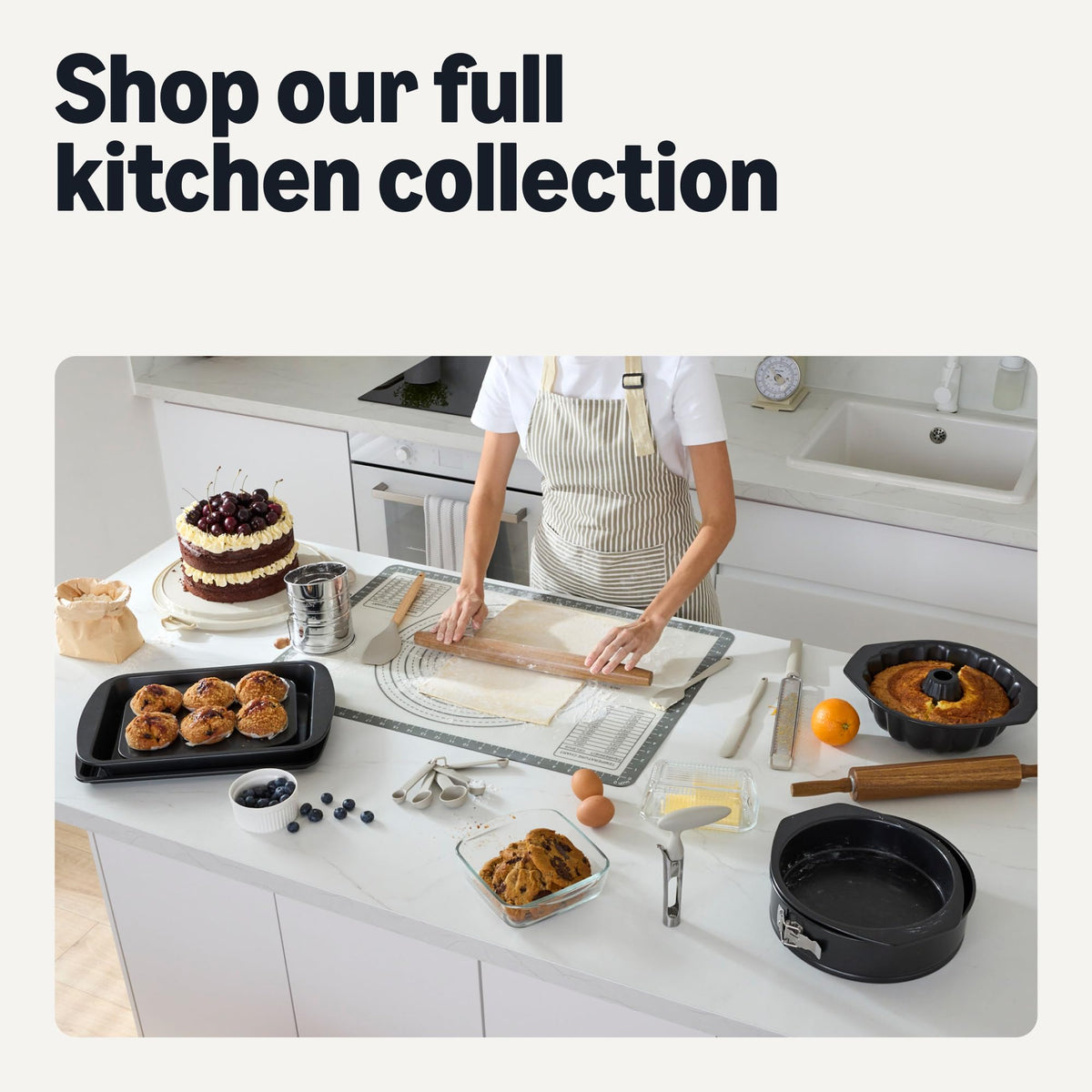 Amazon Basics compact cake carrier fits standard cabinets for easy storage.