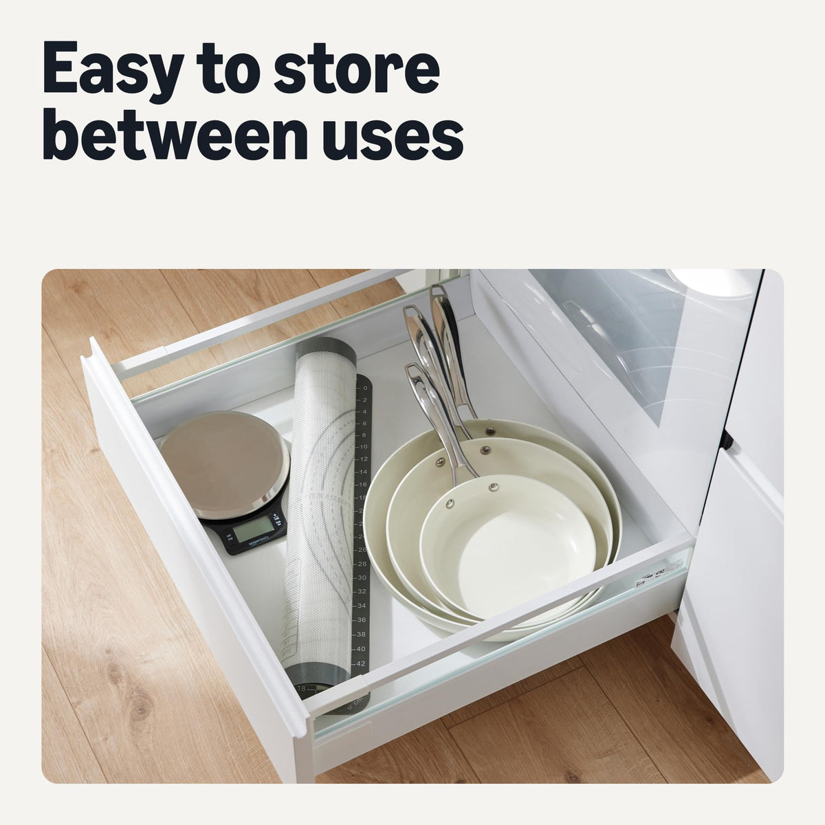Amazon Basics dishwasher-safe and oven-safe pan set for simple cleanup.