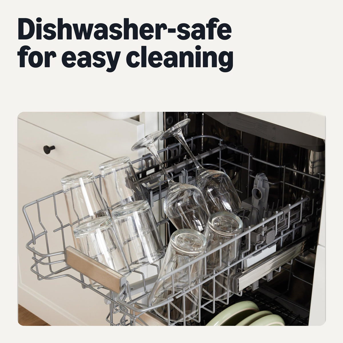 Amazon Basics dishwasher safe icon view, easy cleaning after meals