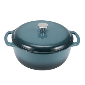 Amazon Basics enameled cast iron dutch oven with lid for even heat and slow braises.