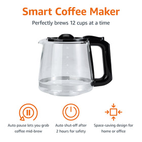 Amazon Basics coffee maker with auto shut-off promotes safety and energy savings.