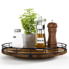 AMH Farmhouse Oak 12-inch Lazy Susan base highlights sturdy wood construction for durable organization