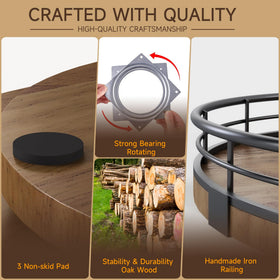 AMH Farmhouse Oak 12-inch Lazy Susan in cabinet reveals organized pantry with smooth rotation