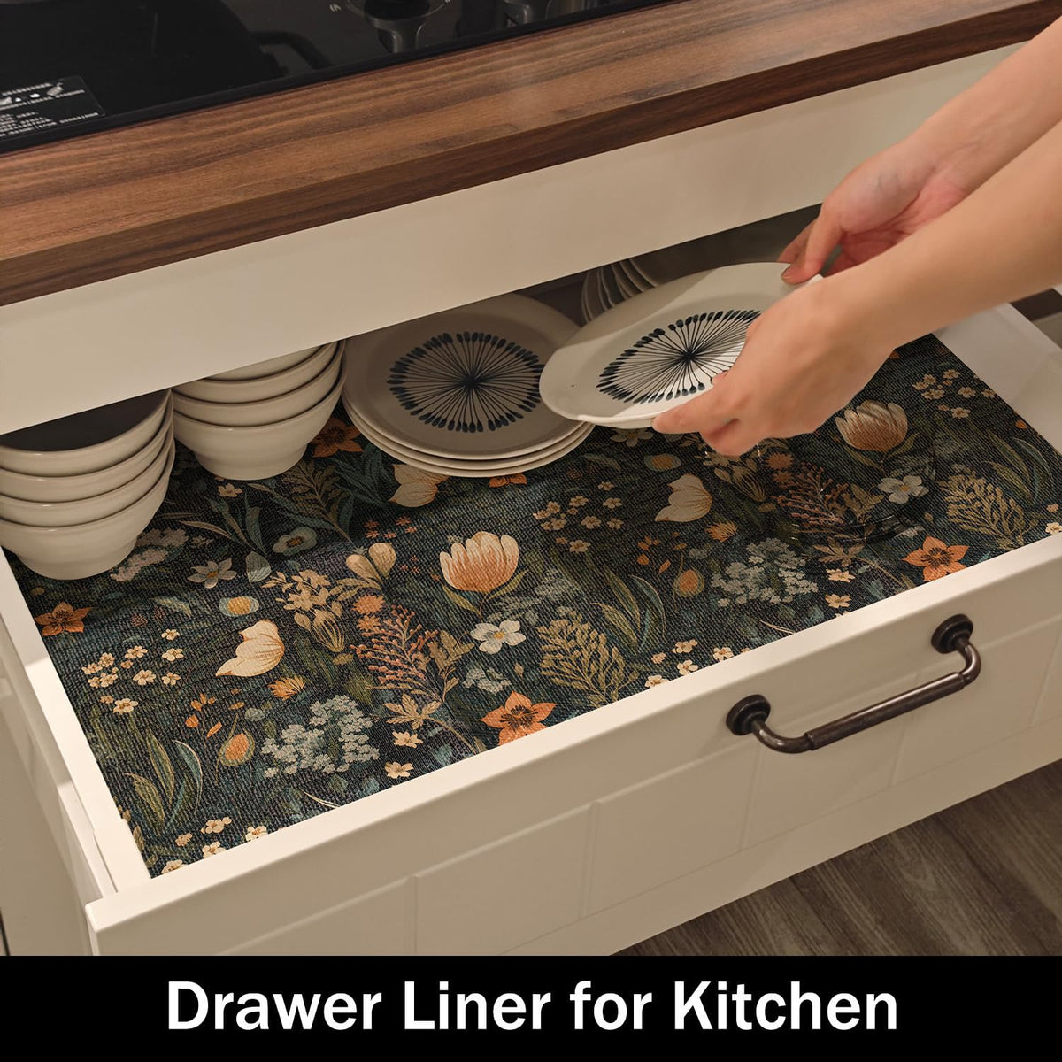 Amiitay floral pattern adds decorative appeal to drawers and shelves