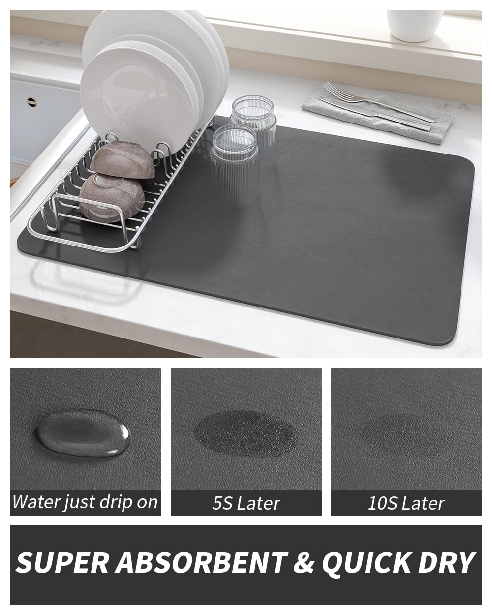 AMOAMI Coffee Mat quick-dry design dries between uses.