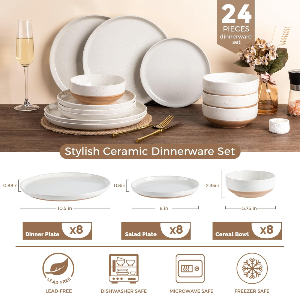 AmorArc cereal bowls with speckled glaze and generous depth for breakfast porridge.