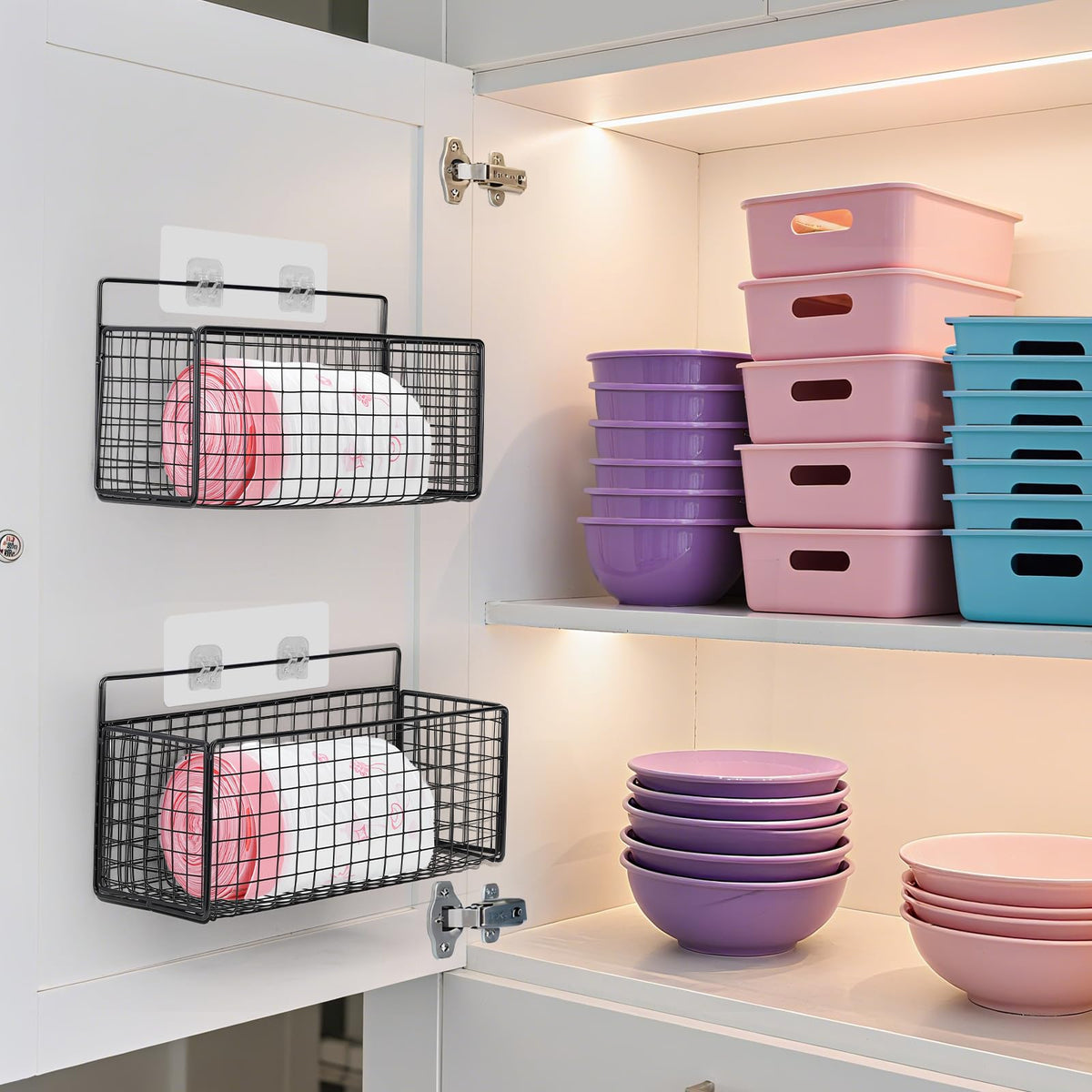 AMZABBY lid organizer stacks lids neatly for easy retrieval.