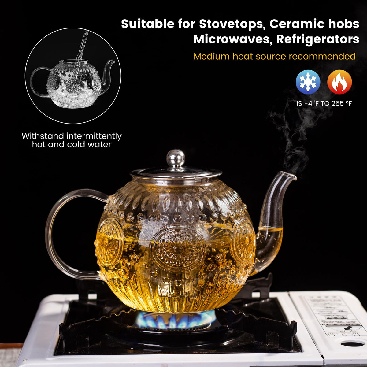 Amzcku large-capacity teapot ready for family tea time.