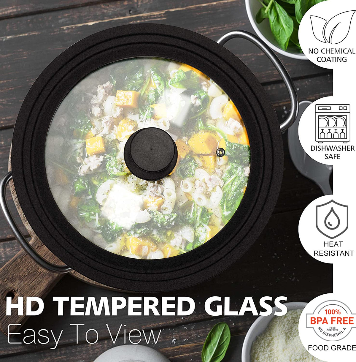 Anaeat universal lid silicone rim close-up shows heat resistance