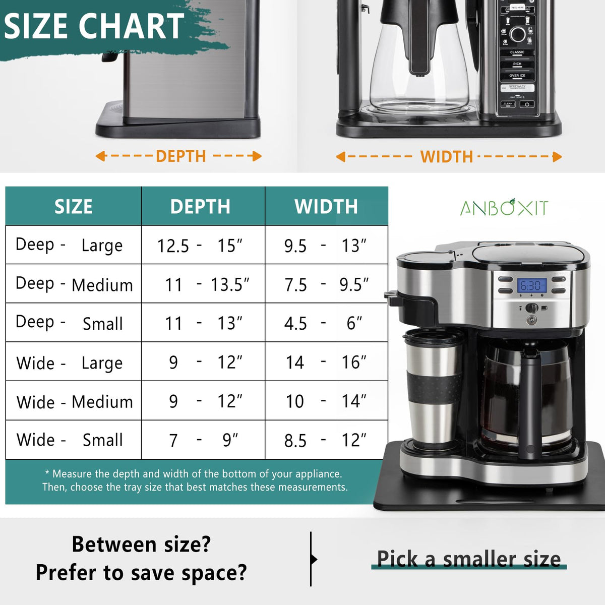 ANBOXIT six size options help fit different countertop appliances.