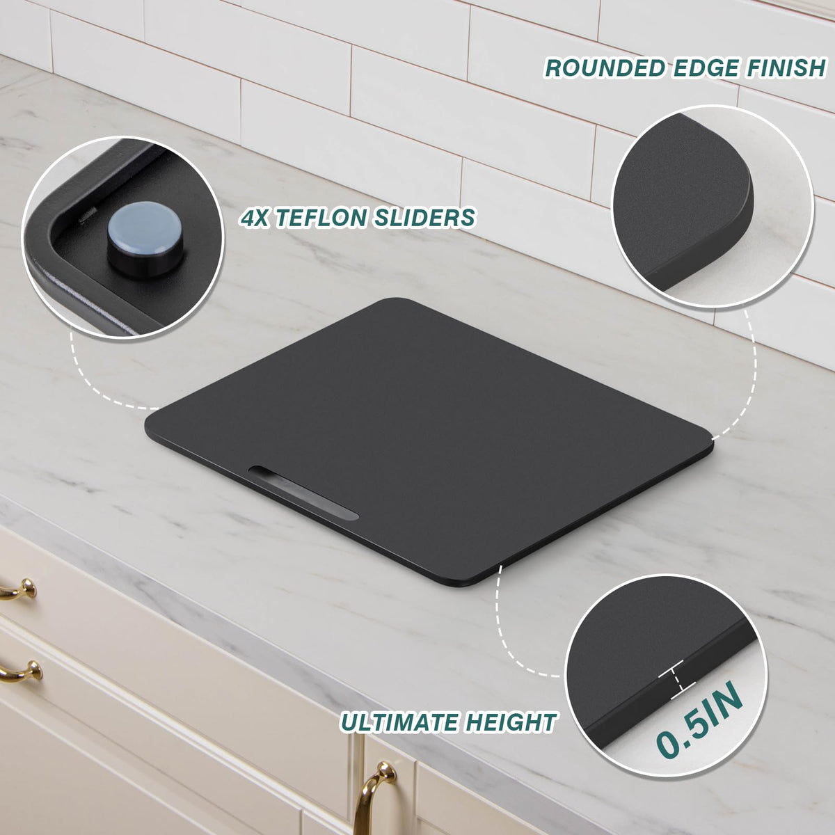 ANBOXIT metal appliance slider matte black finish complements kitchen decor