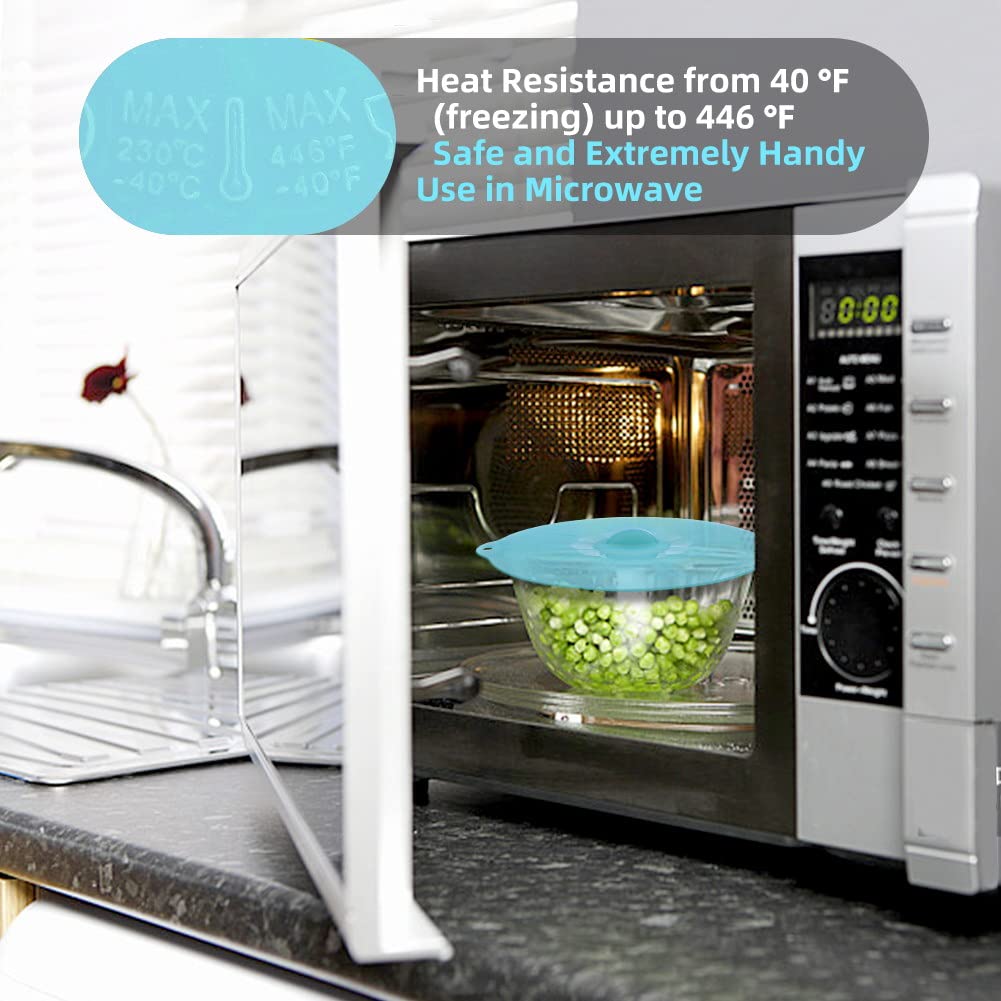 Andyken 10-inch silicone lid covers large bowls and cookware easily.