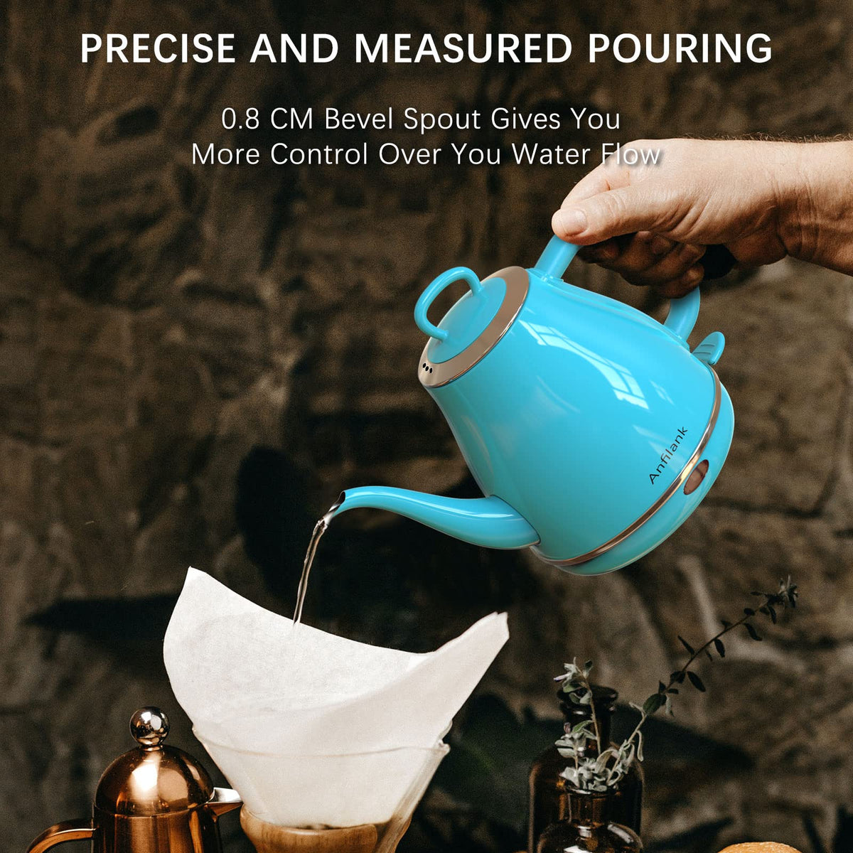 Anfilank 1L kettle reservoir ready for single cups or full pots.