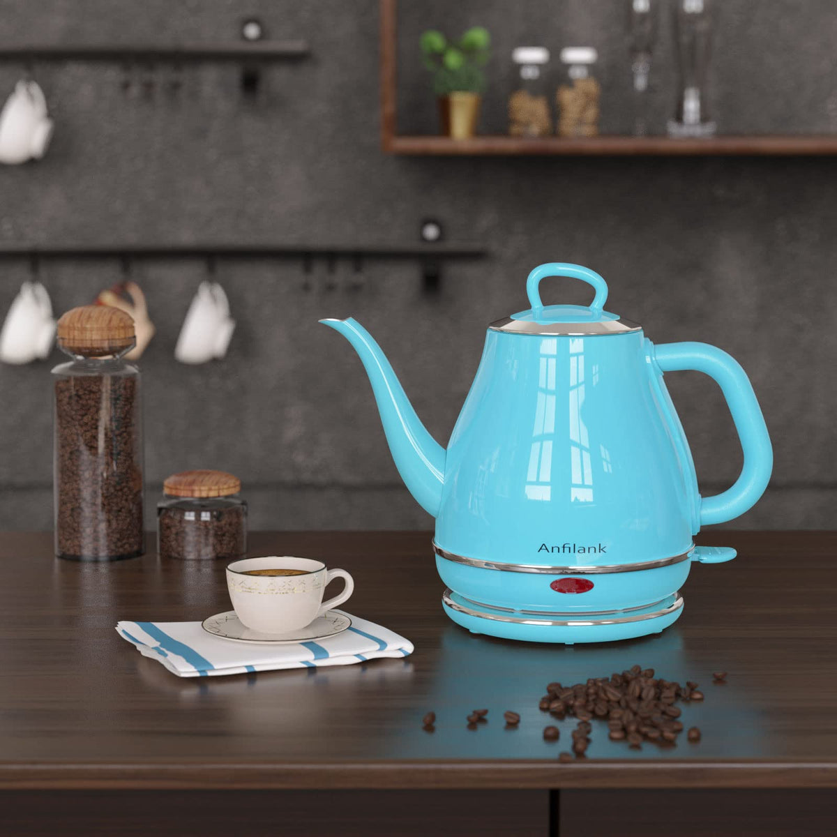 Anfilank boil-dry protection prevents damage when the kettle is empty.