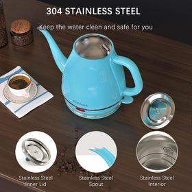 Anfilank turquoise finish adds vibrant style to your kitchen.