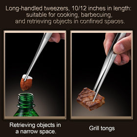 Aniso 10/12-inch tweezers shown for versatile kitchen tasks
