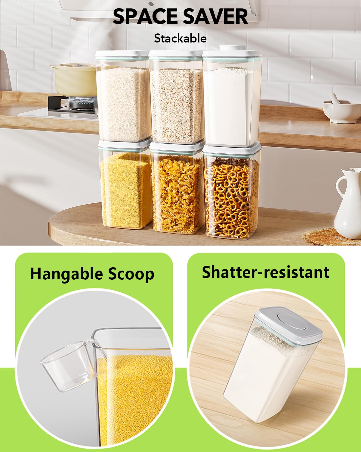 Ankou stackable design keeps shelves tidy and clutter-free for organized storage.