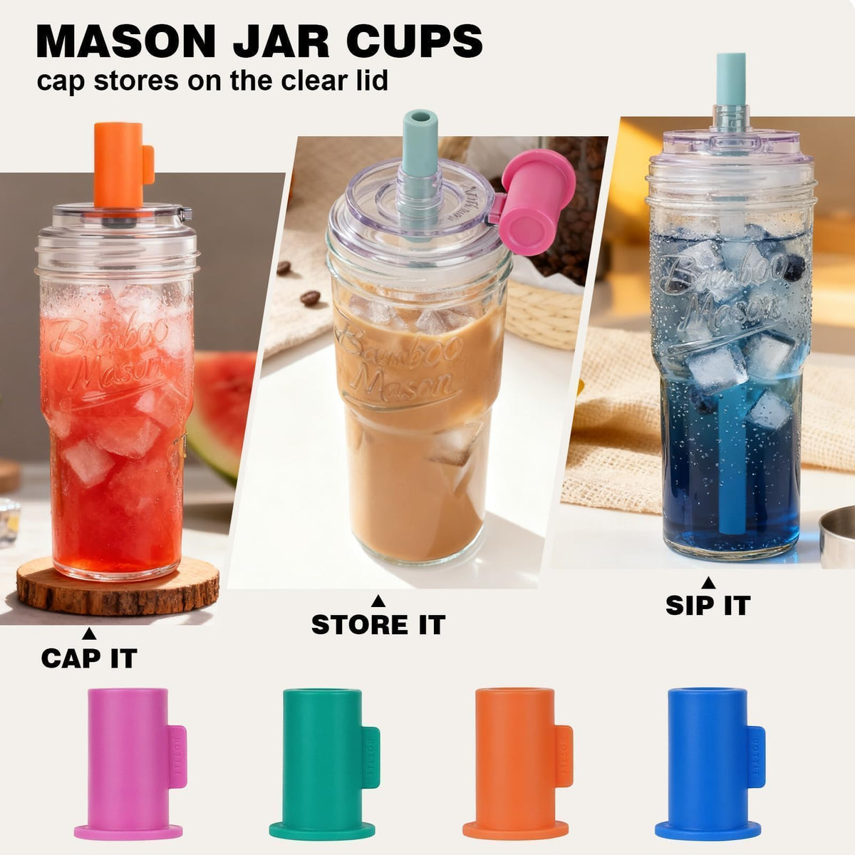 ANOTION cap cup leakproof lid demonstrates secure travel for iced coffee lovers.