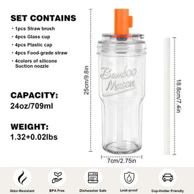 ANOTION clear glass tumbler with straw preserves pure flavor and easy cleaning.