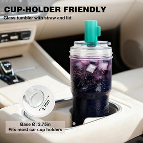 ANOTION dishwasher-safe mason jar cup fits car holders for everyday versatility.