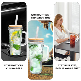 ANOTION iced coffee mason jar showing large 24oz serving