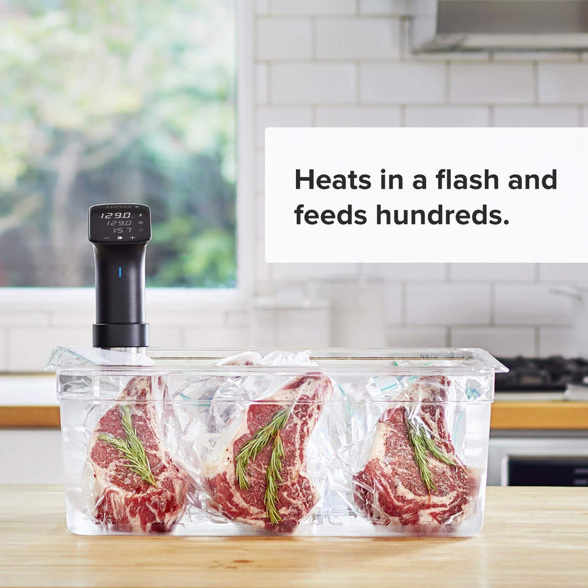 Anova Precision Cooker Pro IPX7 durability withstands splashes and drops.