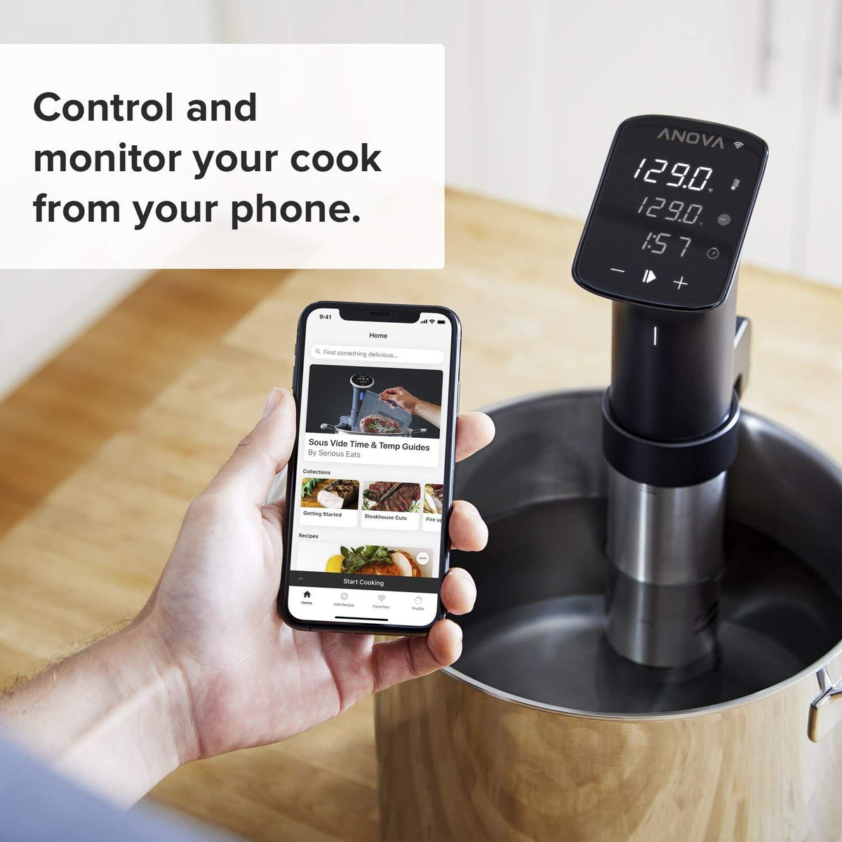 Anova Precision Cooker Pro large water bath capacity supports multi-dish cooking.