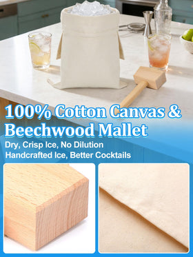 ANPHSIN wooden mallet with ergonomic grip for easy ice crushing.